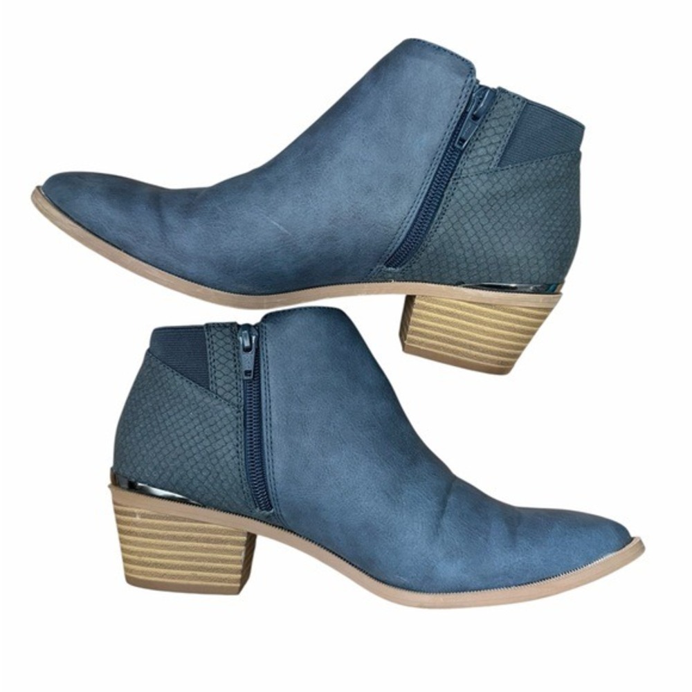 Simply Vera Wang Blue Ankle Booties Women's 8.5 Stacked Block Heel - Picture 5 of 9